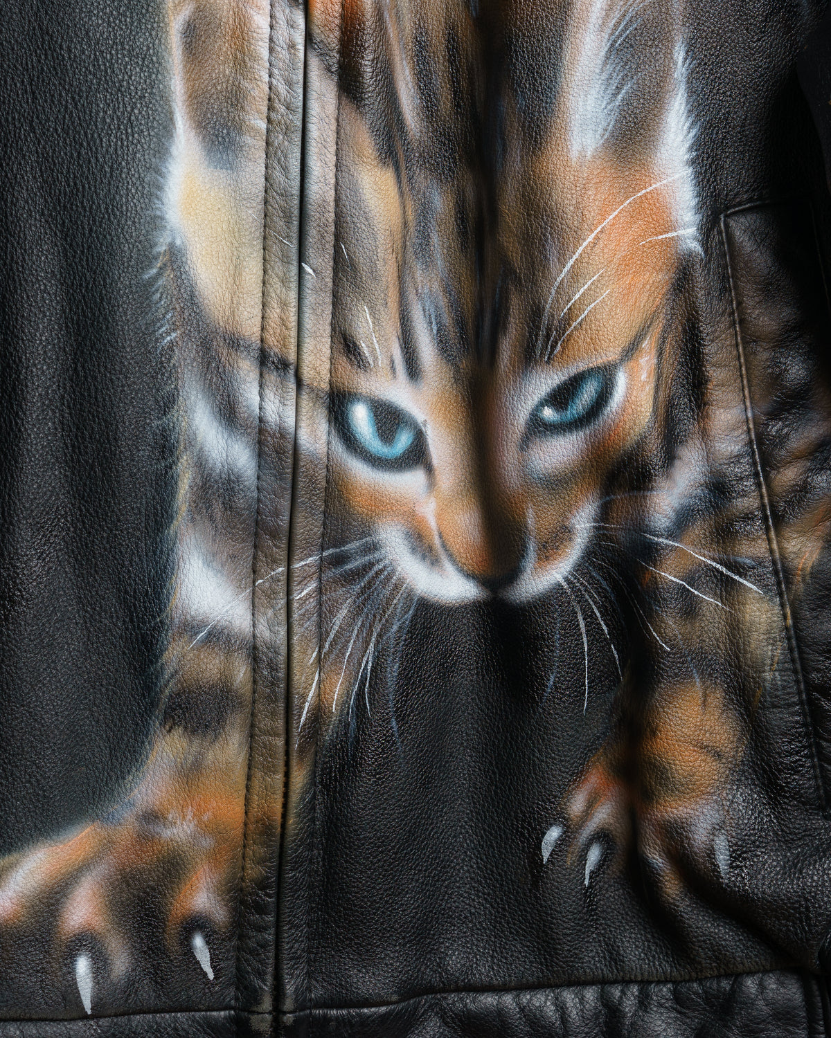 Cat painted leather