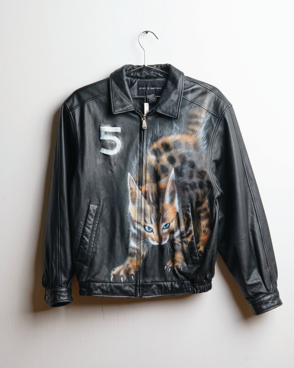 Cat painted leather