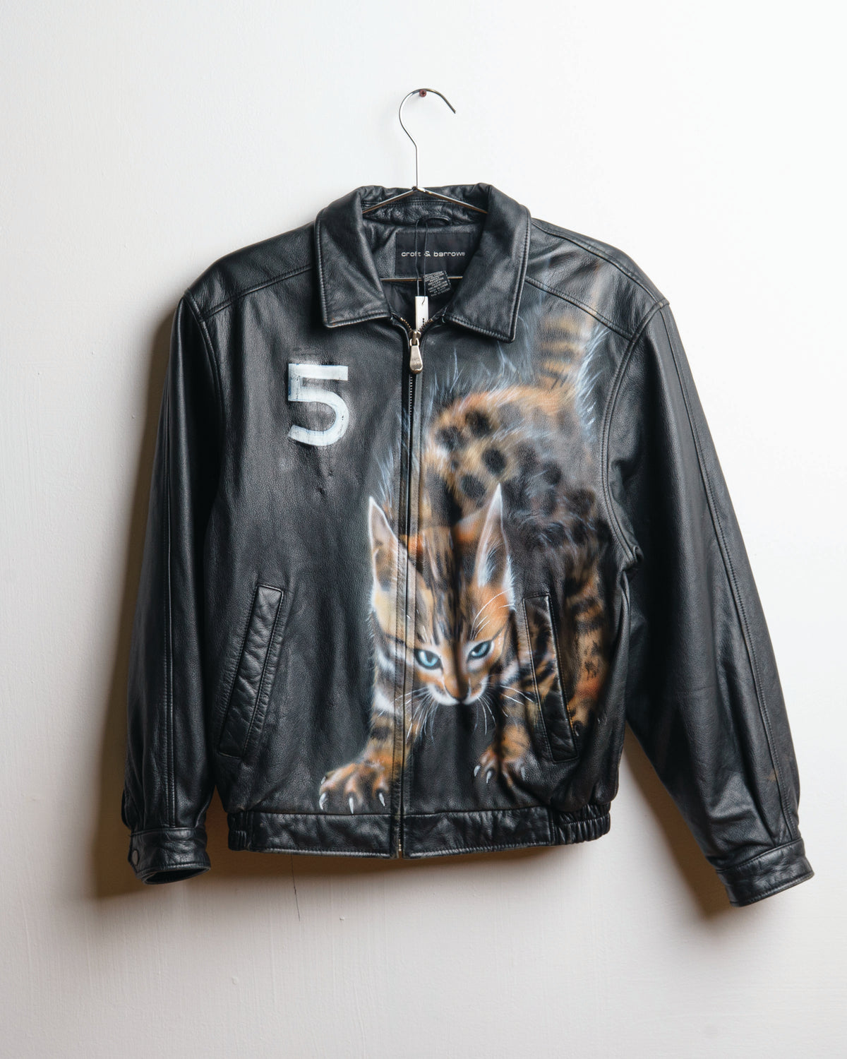 Cat painted leather